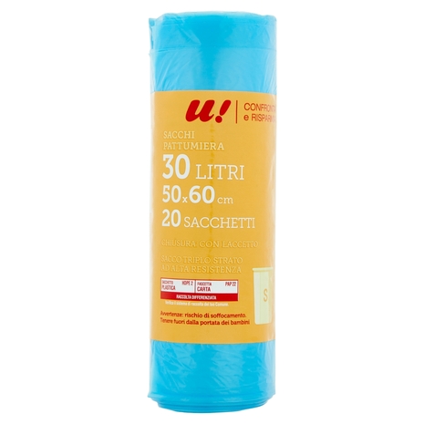 Sacchi Pattumiera 30 Litri con Laccetto U! Confronta e Risparmia
